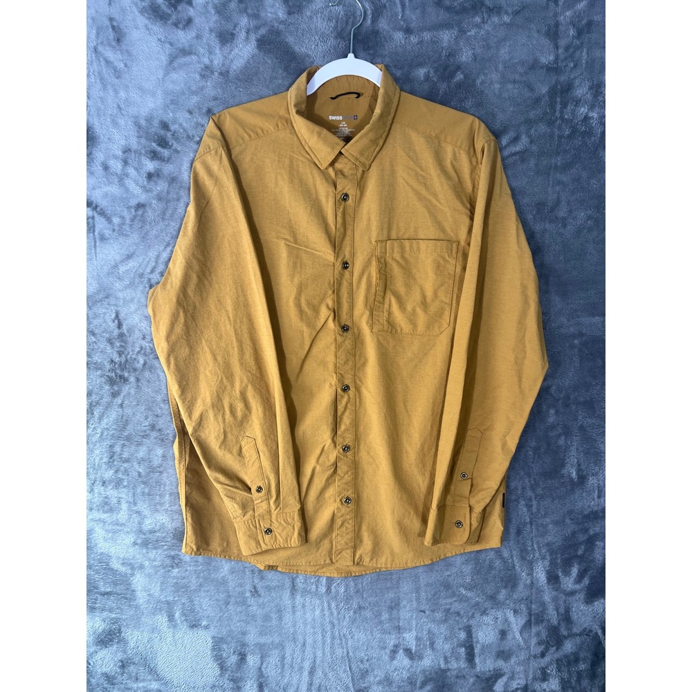 Swiss Tech Mens Copper Penny Stretch Outdoor Button Up Shirt L SM48Y120